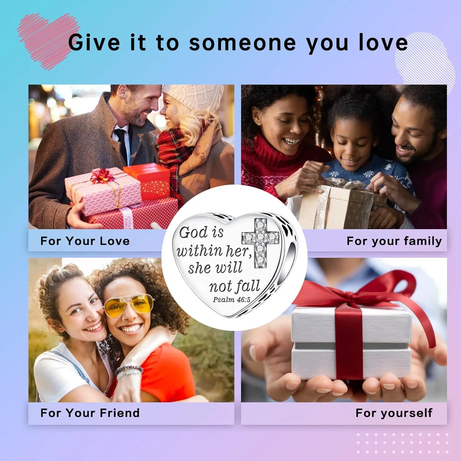 Love You Best Friend Grandma Wife Heart Charm 925 Sterling Silver Charms Fit for Bracelets Necklace Jewelry Gift for Women