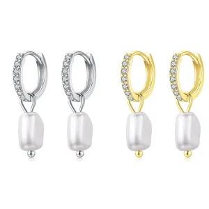Luxurious Baroque Pearl Sterling Silver Earrings for Women with Anti-Allergy Ear Hooks
