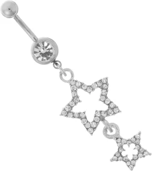 Luxurious Belly Button Ring Rehinestones Navel Ring Dangle High Shine Star Design