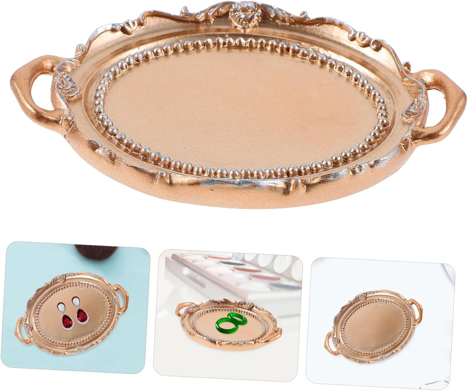 Luxurious Oval Resin Jewelry Dish Trinket Display Tray for Desktop Decor
