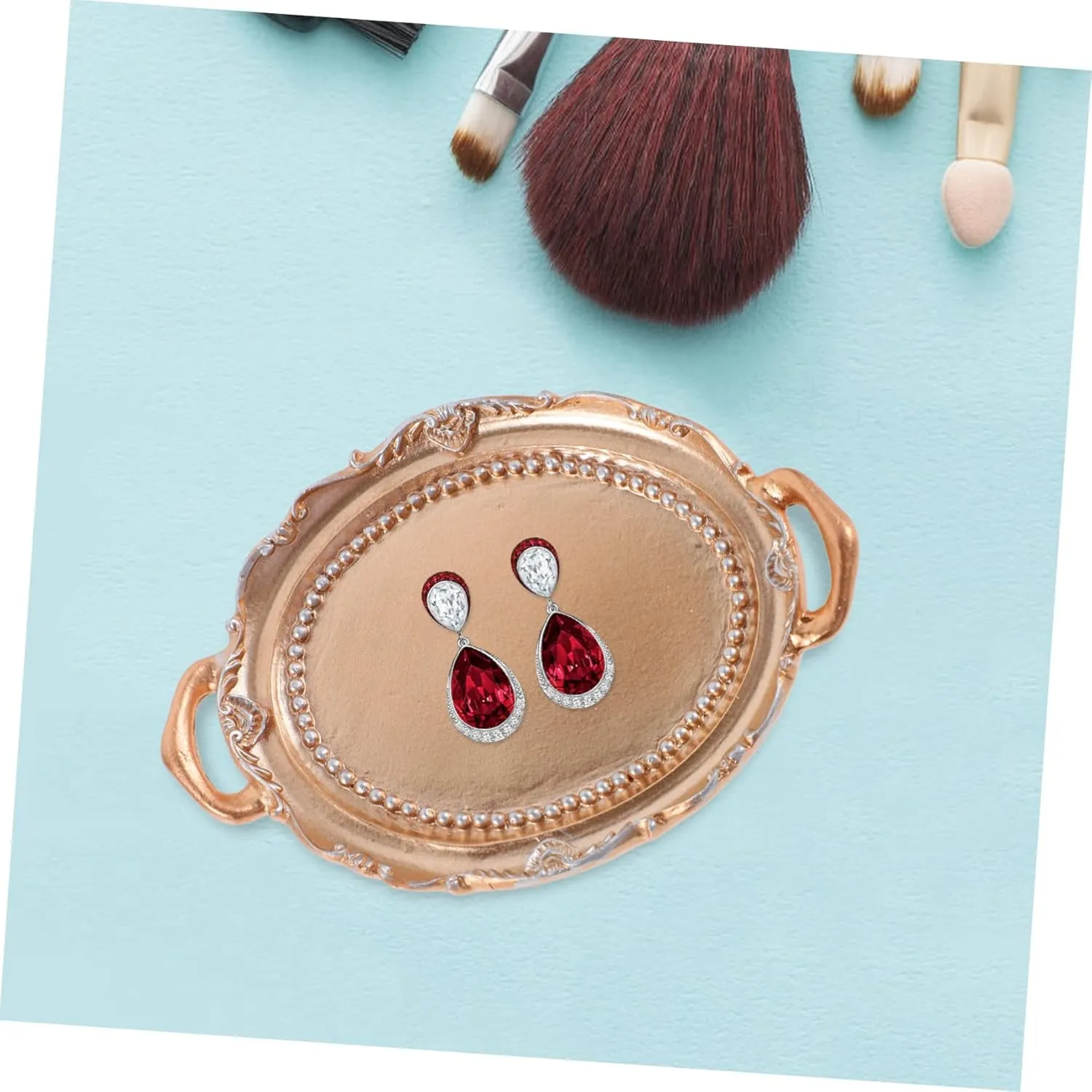 Luxurious Oval Resin Jewelry Dish Trinket Display Tray for Desktop Decor