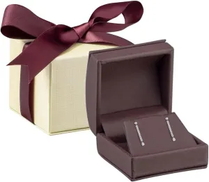 Luxury Dome-Shape Leather Earring Box for Women & Girls  Jewelry Gift Box Ideal for Studs, Small Hanging Earrings  Earring Case with Cream Ribbed Outer Box & Matching Bow Ribbon