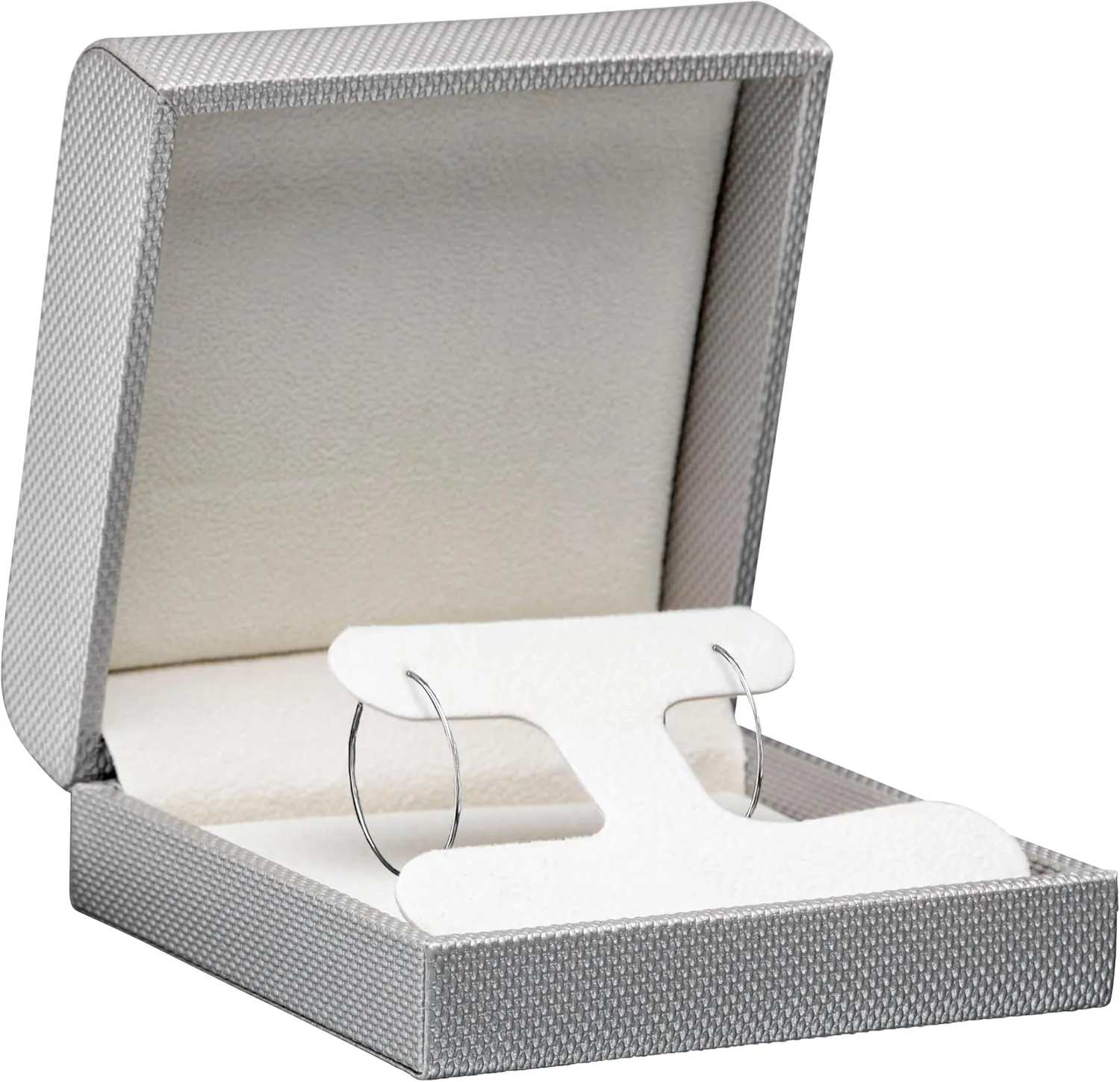Luxury Weave Textured Large T-Style Earring Gift Box for Women & Girls  Jewelry Box Ideal for Hoops, Hanging Earrings  Earring Case with Soft Suede Interior and Matching Outer Box