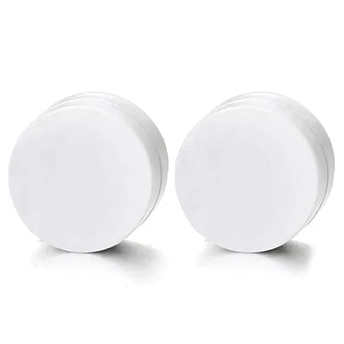 Magnetic White Acrylic Circle Stud Earrings for Men Women, Non-Piercing Clip On Cheater Fake Gauges