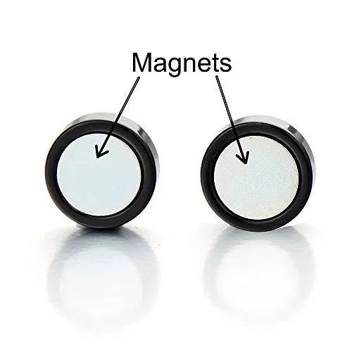 Magnetic White Acrylic Circle Stud Earrings for Men Women, Non-Piercing Clip On Cheater Fake Gauges