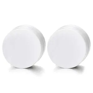 Magnetic White Acrylic Circle Stud Earrings for Men Women, Non-Piercing Clip On Cheater Fake Gauges