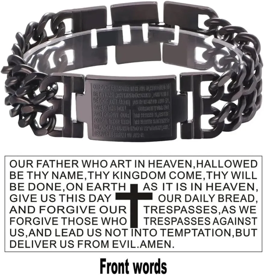 Mai & Claire 925 Sterling Silver Bible Verse Bracelet For Men And Women - Vintage Quote Jesus Scripture Lords Prayer Religious Bangle Jewelry Gift