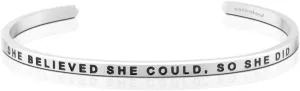 MantraBand Bracelets - Inspirational Engraved Adjustable Mantra Band Cuff Bracelet - Silver color - Gifts for Women
