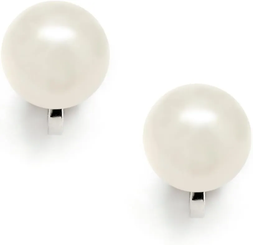 Mariell 9mm Ivory Shell Pearl Clip-On Earrings - Luxurious Freshwater-Look Pearl Button Style Clip Ons
