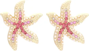 Marine Animal Earrings for Women, Crystal Paved Alloy Drop Earrings, Gold Plated Dangle Earrings for Gift