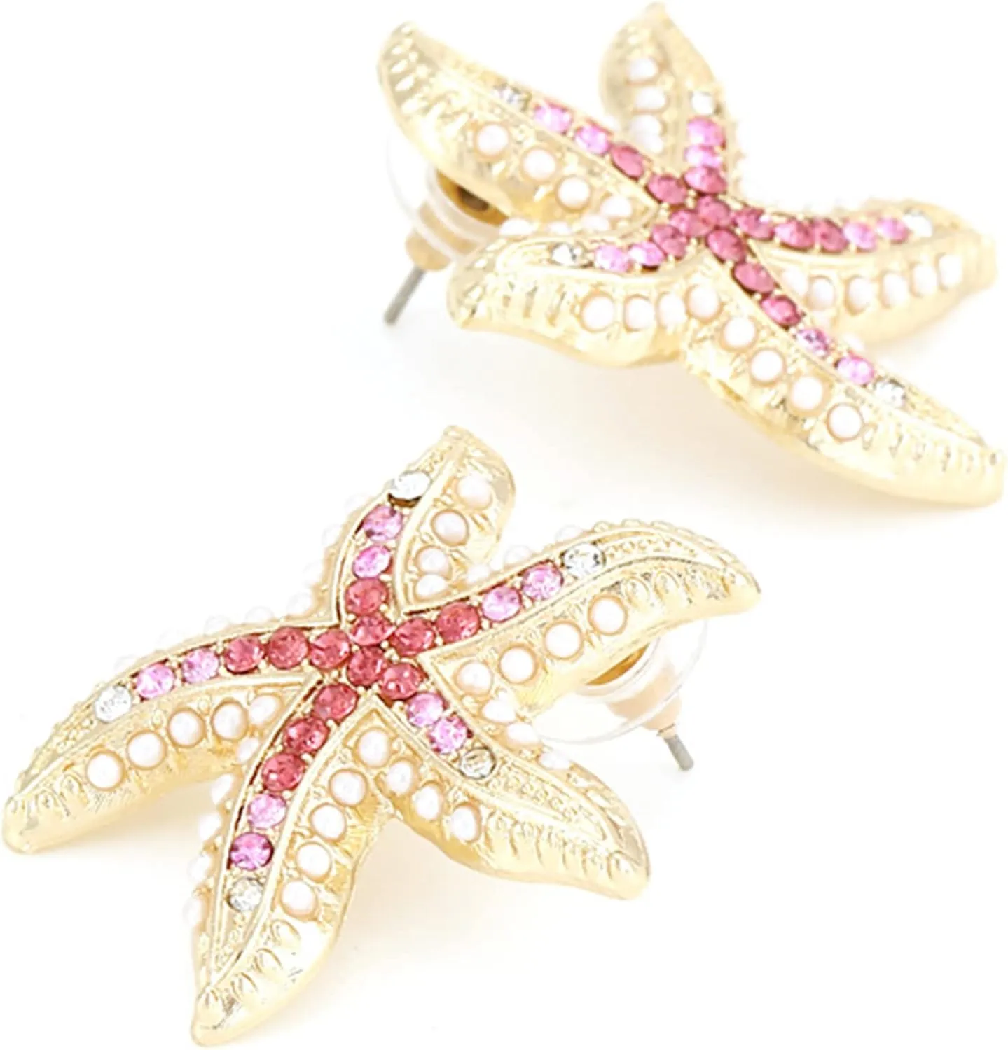 Marine Animal Earrings for Women, Crystal Paved Alloy Drop Earrings, Gold Plated Dangle Earrings for Gift