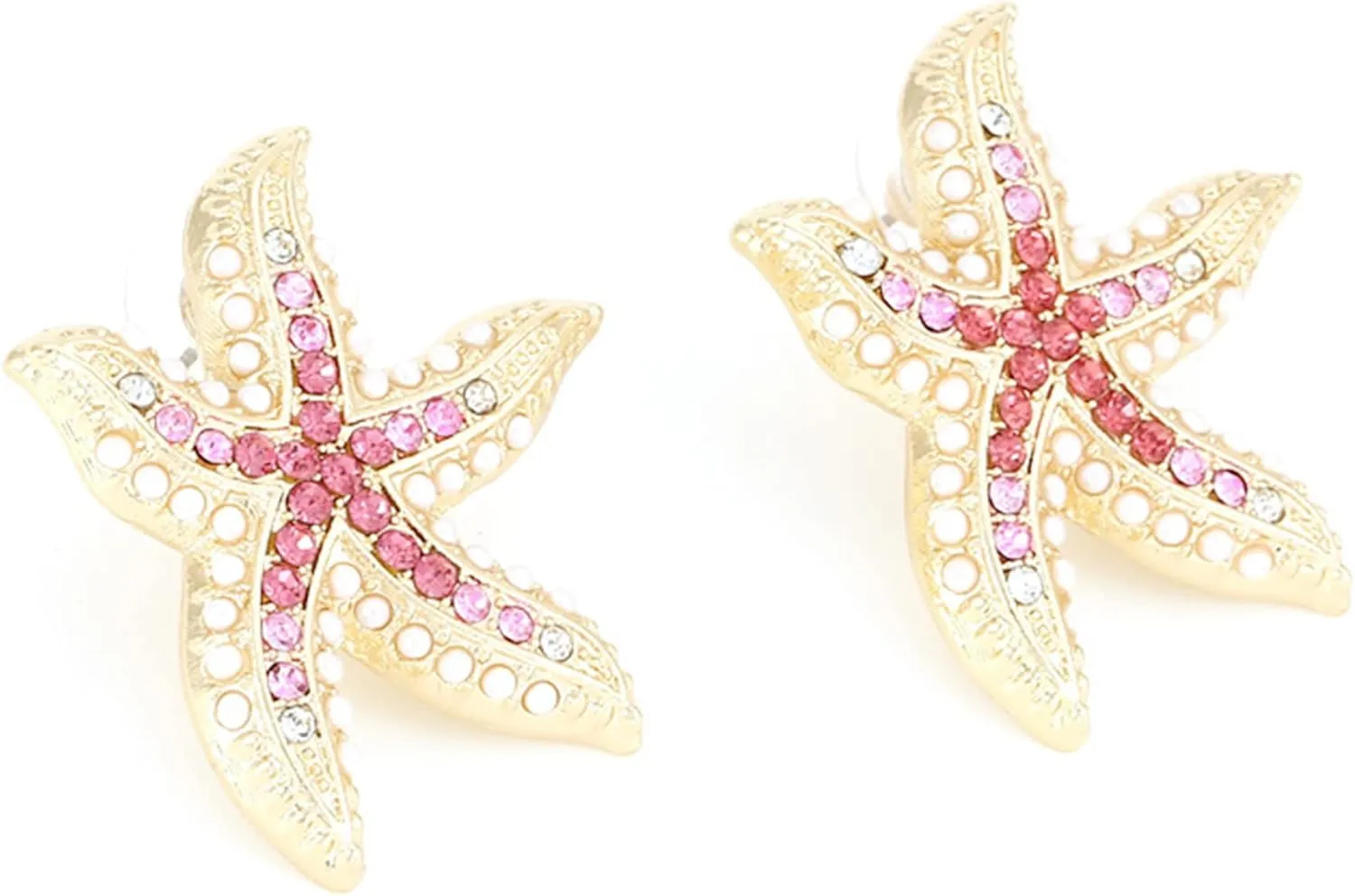 Marine Animal Earrings for Women, Crystal Paved Alloy Drop Earrings, Gold Plated Dangle Earrings for Gift