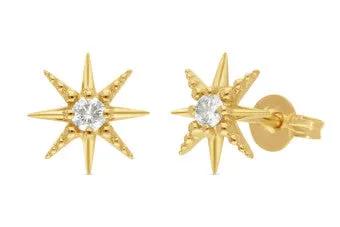 Mark McAskill Very Cute Yellow Gold & Diamond Star Stud Earrings