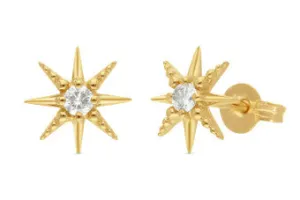 Mark McAskill Very Cute Yellow Gold & Diamond Star Stud Earrings