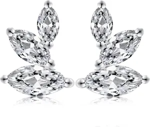 Marquise Moissanite Earrings Angel Wing Studs D Color VVS1 Clear Moissanite Earrings 18K Gold Plated S925 Sterling Silver Friction Back Stud Earrings for Women