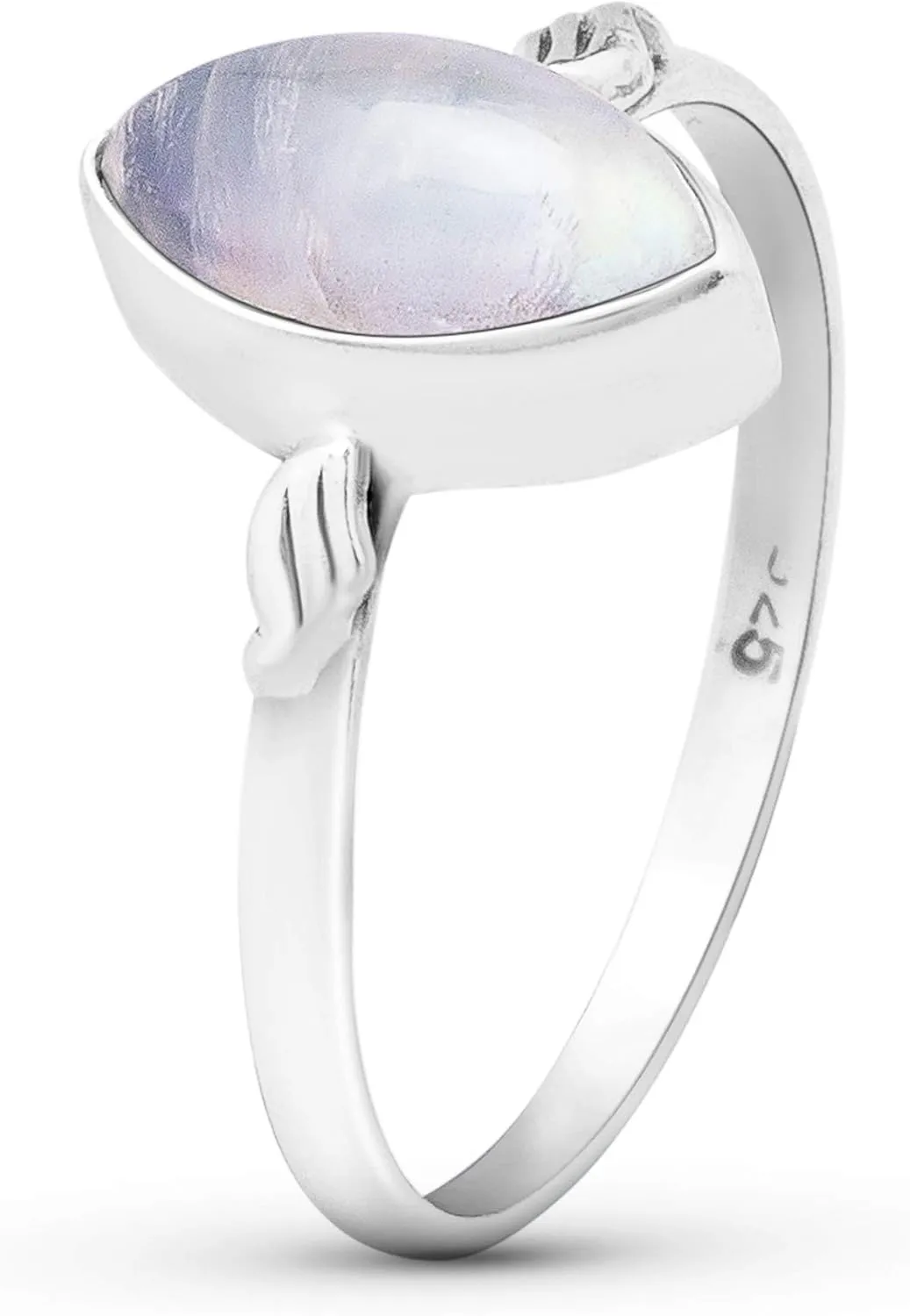 Marquise Moonstone 925 Sterling Silver Ring - Delicate BOHO Chic Jewelry - Fashionable and Stylish for Women with Velvet Gift Bag - Made by Indian Artisans - Size 6-9