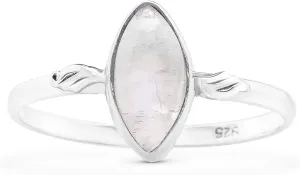 Marquise Moonstone 925 Sterling Silver Ring - Delicate BOHO Chic Jewelry - Fashionable and Stylish for Women with Velvet Gift Bag - Made by Indian Artisans - Size 6-9