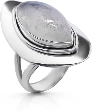 Marquise Moonstone Vintage Ring- 925 Sterling Silver - Ethnic Tribal And Boho Chic Jewelry - Fashionable And Stylish For Women -Us Size 6-10