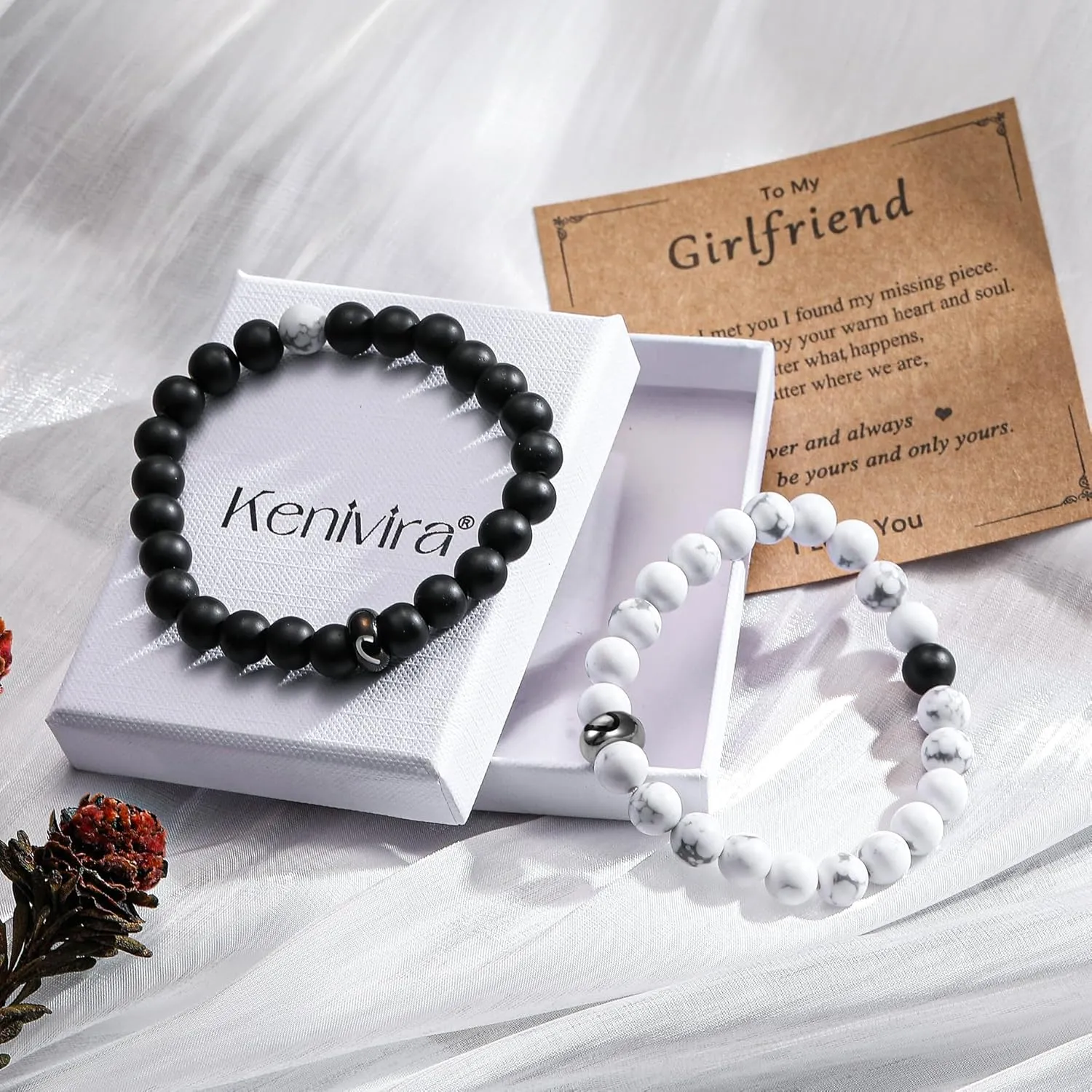 Matching Couples Bracelets Gifts for Girlfriend,Relationship Bracelets for Couple One Year Husband Wife Boyfriend Girlfriend Soulmate,Valentine's Day Birthday Engagement Promise Gift