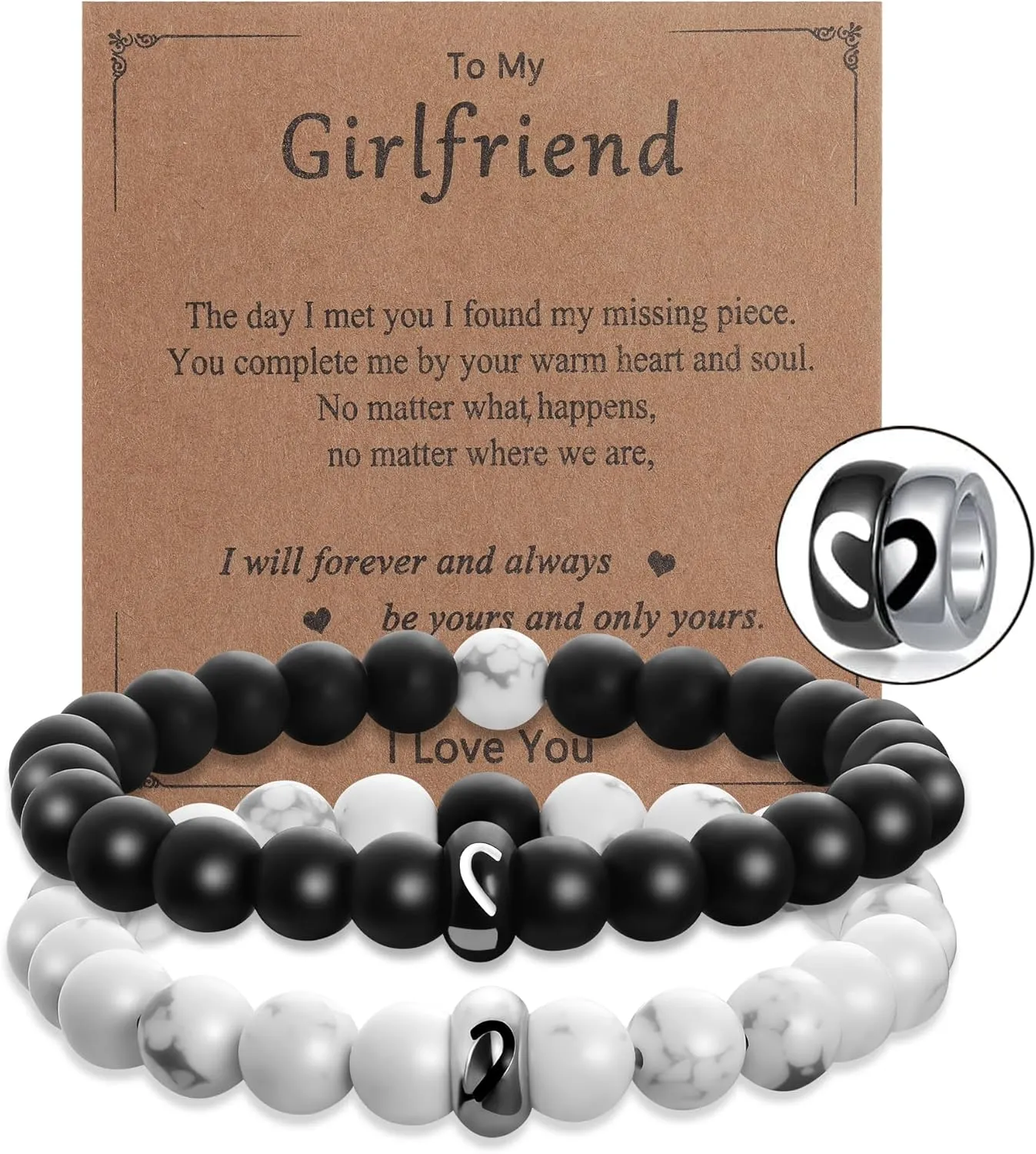 Matching Couples Bracelets Gifts for Girlfriend,Relationship Bracelets for Couple One Year Husband Wife Boyfriend Girlfriend Soulmate,Valentine's Day Birthday Engagement Promise Gift