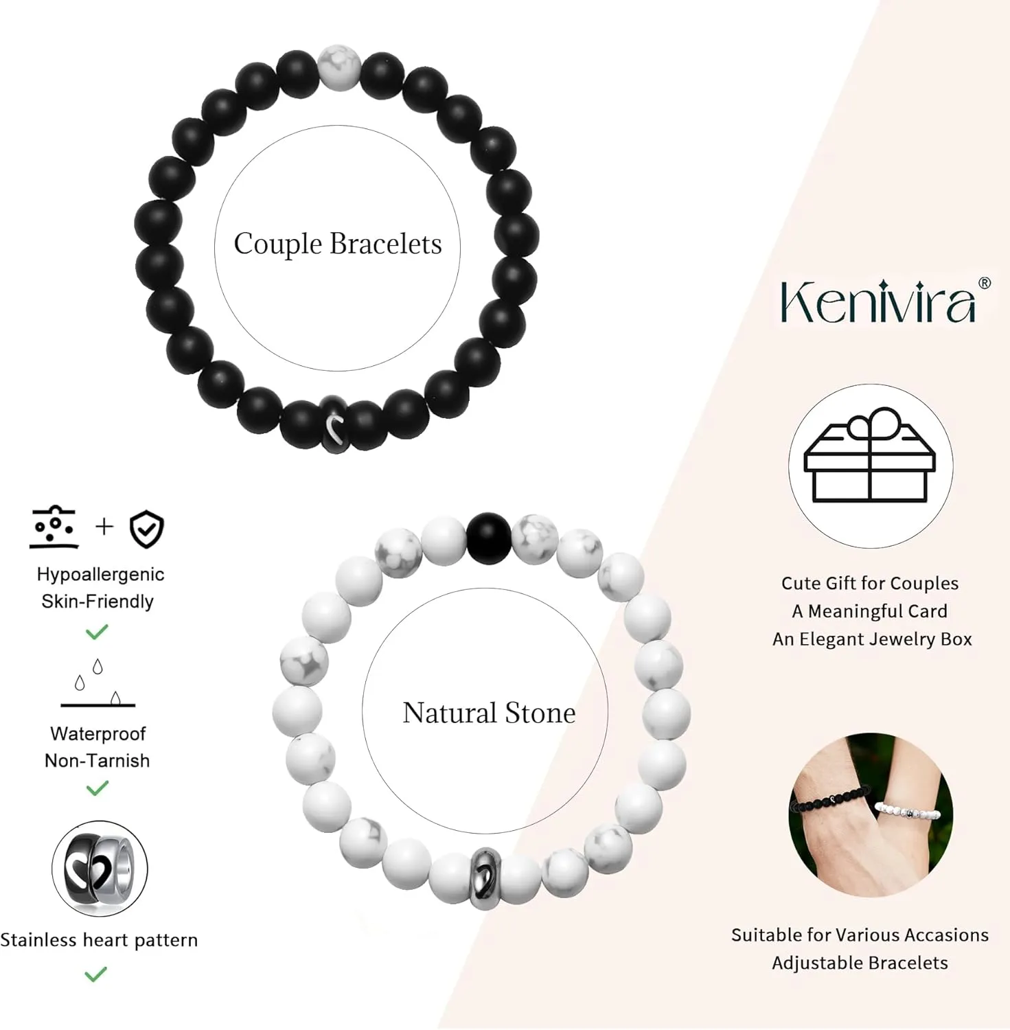 Matching Couples Bracelets Gifts for Girlfriend,Relationship Bracelets for Couple One Year Husband Wife Boyfriend Girlfriend Soulmate,Valentine's Day Birthday Engagement Promise Gift