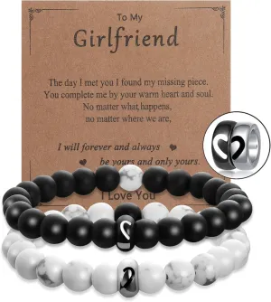 Matching Couples Bracelets Gifts for Girlfriend,Relationship Bracelets for Couple One Year Husband Wife Boyfriend Girlfriend Soulmate,Valentine's Day Birthday Engagement Promise Gift
