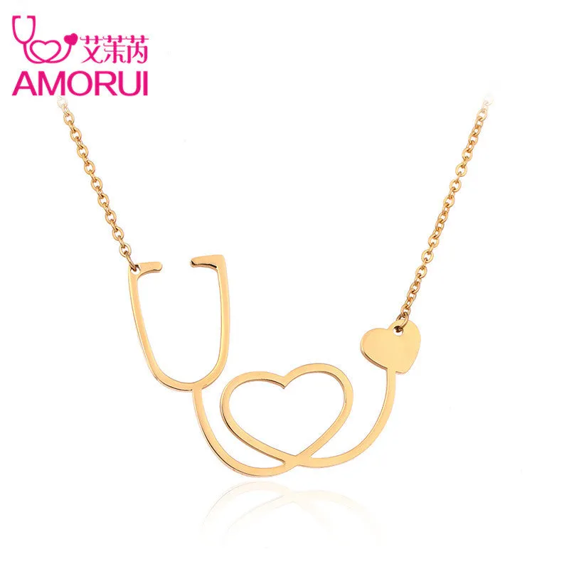 Medical Stethoscope Pendant Chain Necklace for Women