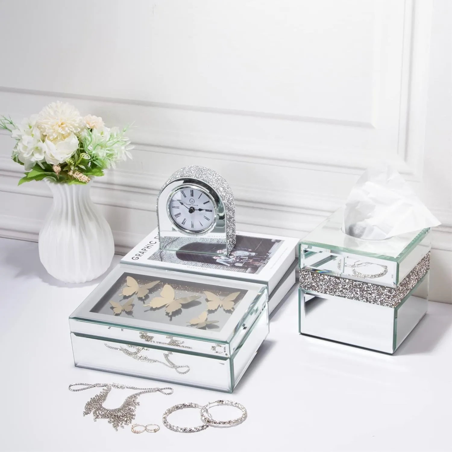 Medium Gold Butterfly Jewelry Box Jewelry Organizer Storage Decorative Box Organizer for Women Girls Luxurious Gift
