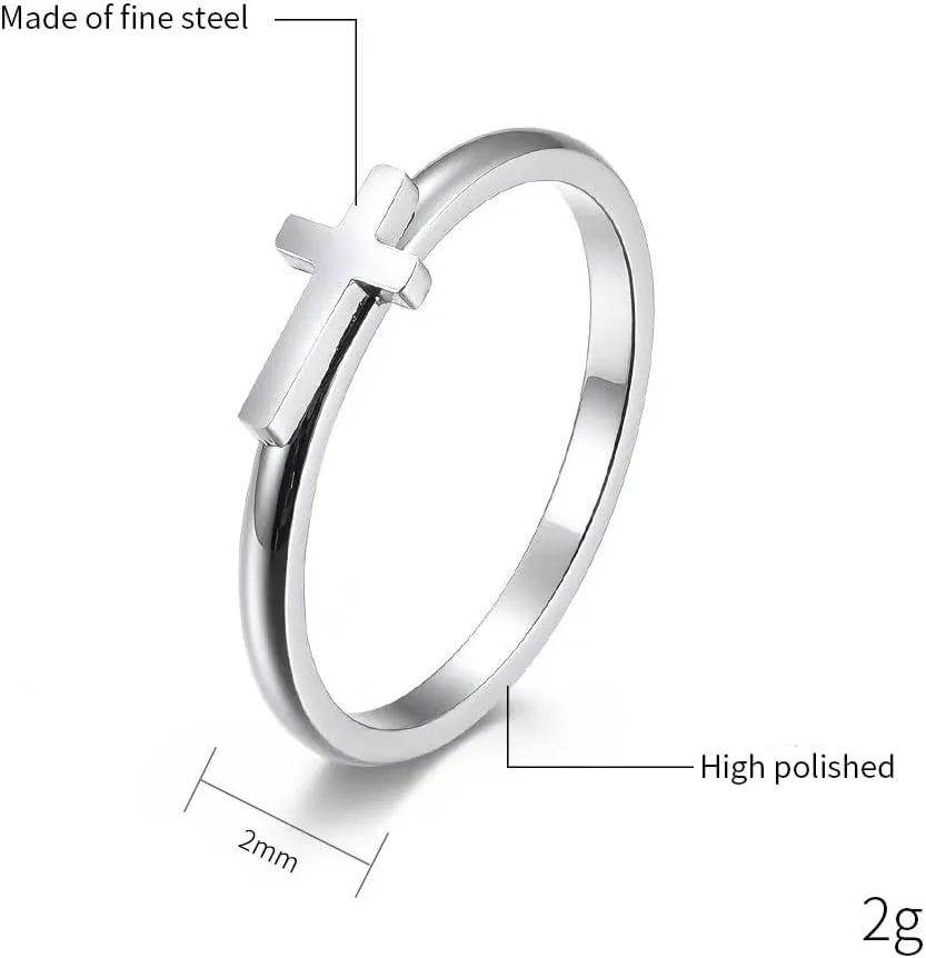 Meilord Cross Ring Sets for Him and Her Silver Black Stainless Steel Matching Couple Rings Wedding Bands Anniversary Engagement Promise Rings