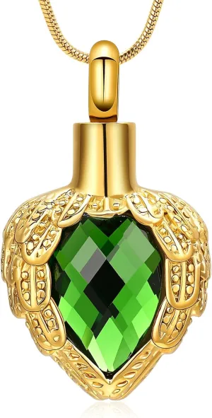 memorial jewelry Gold Angel Wings Glass Heart Urn Pet/Human Cremation Pendant Necklace Jewelry for Ashes