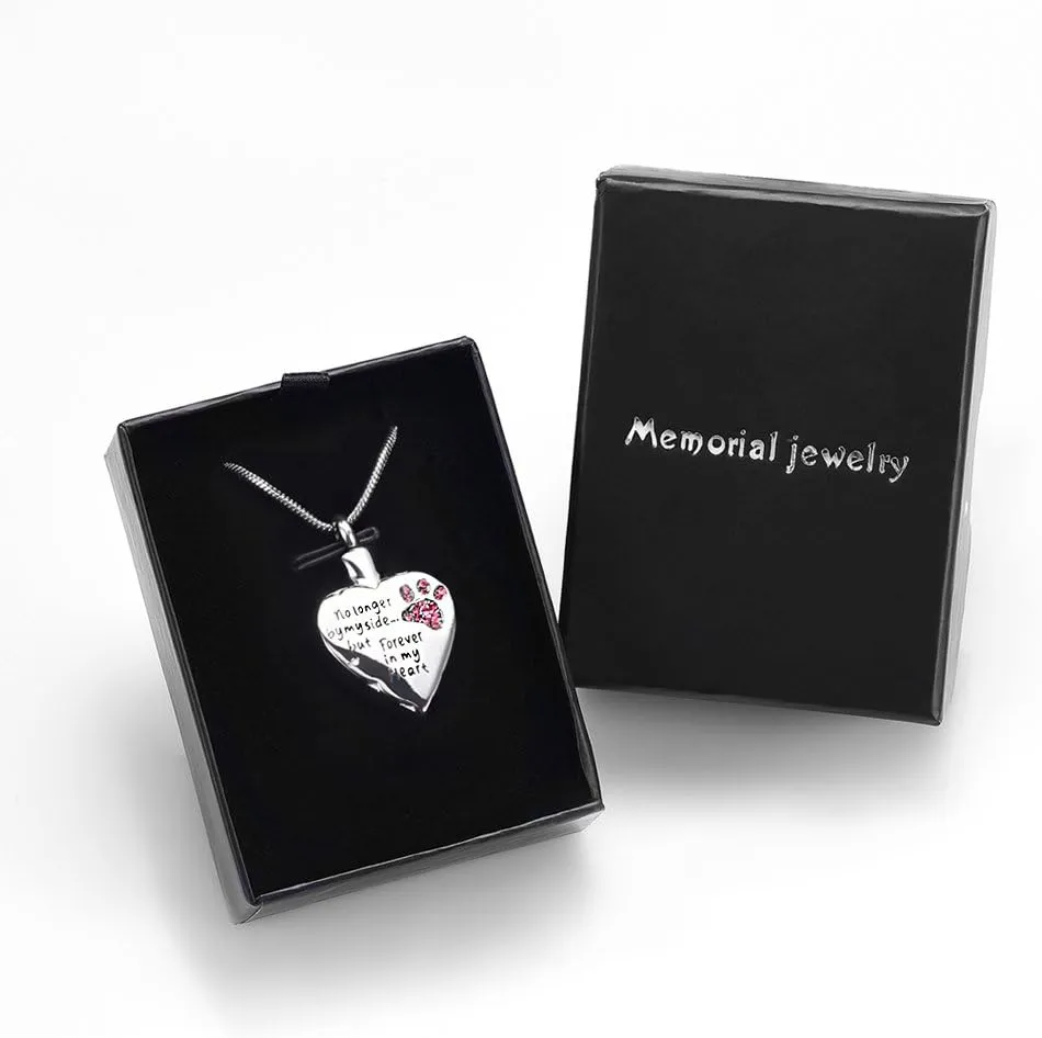 memorial jewelry No Longer by My Side,But Forever in My Heart Carved Locket Cremation Urn Necklace for Pet Dog Cats