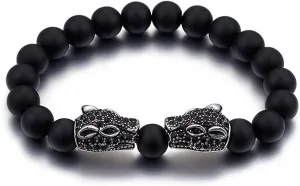 Men Bracelet XLarge Black, Link Bracelets Animal Prayer Beads Stainless Steel Men Bracelet Vintage 10mm