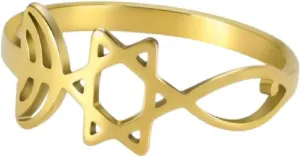 Menorah Ring Jewish Magen Judaica Hebrew Israel Faith Lamp Hanukkah Stainless Steel Finger Ring for Women