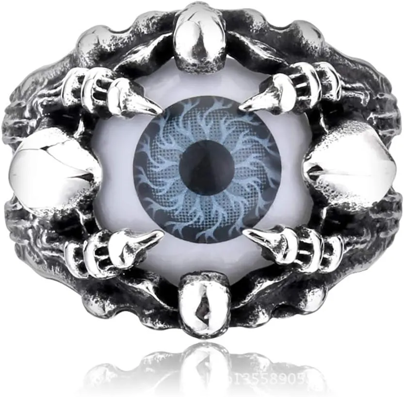 Men's Fashion Jewelry Stainless Steel Rings, Punk Demon Evil Eye Skull Ring for Men