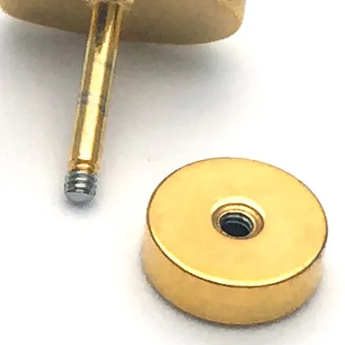 Mens Womens 10MM Gold Color Stud Earrings with White Enamel, Steel Cheater Fake Ear Plugs Gauges