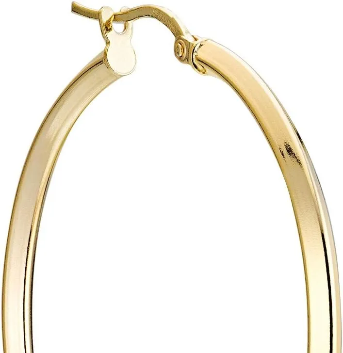 Miabella 18K Gold Over 925 Sterling Silver 2.5mm High Polished Knife Edge Hoop Earrings for Women Made in Italy