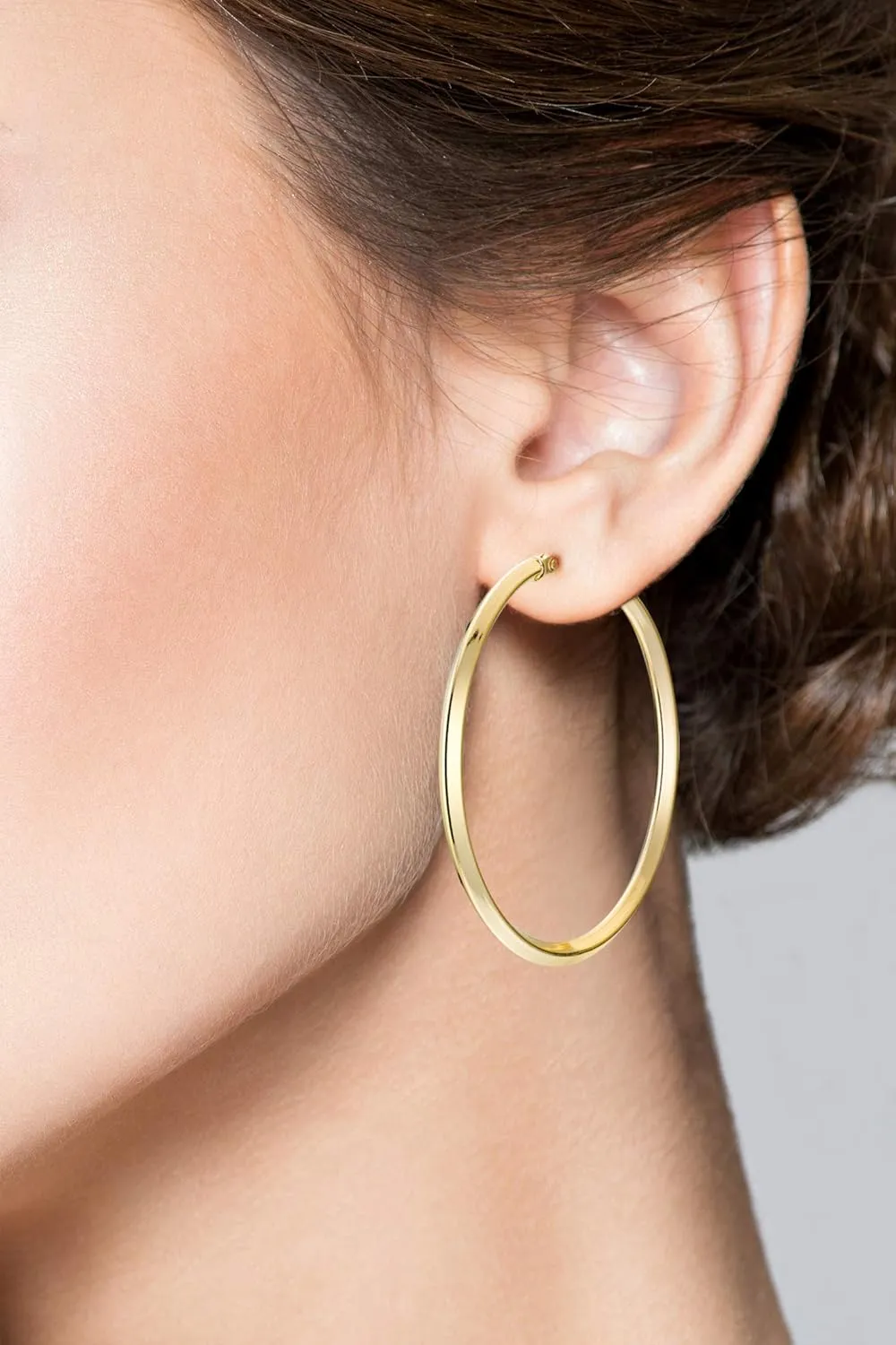 Miabella 18K Gold Over 925 Sterling Silver 2.5mm High Polished Knife Edge Hoop Earrings for Women Made in Italy