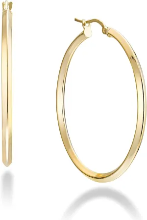 Miabella 18K Gold Over 925 Sterling Silver 2.5mm High Polished Knife Edge Hoop Earrings for Women Made in Italy