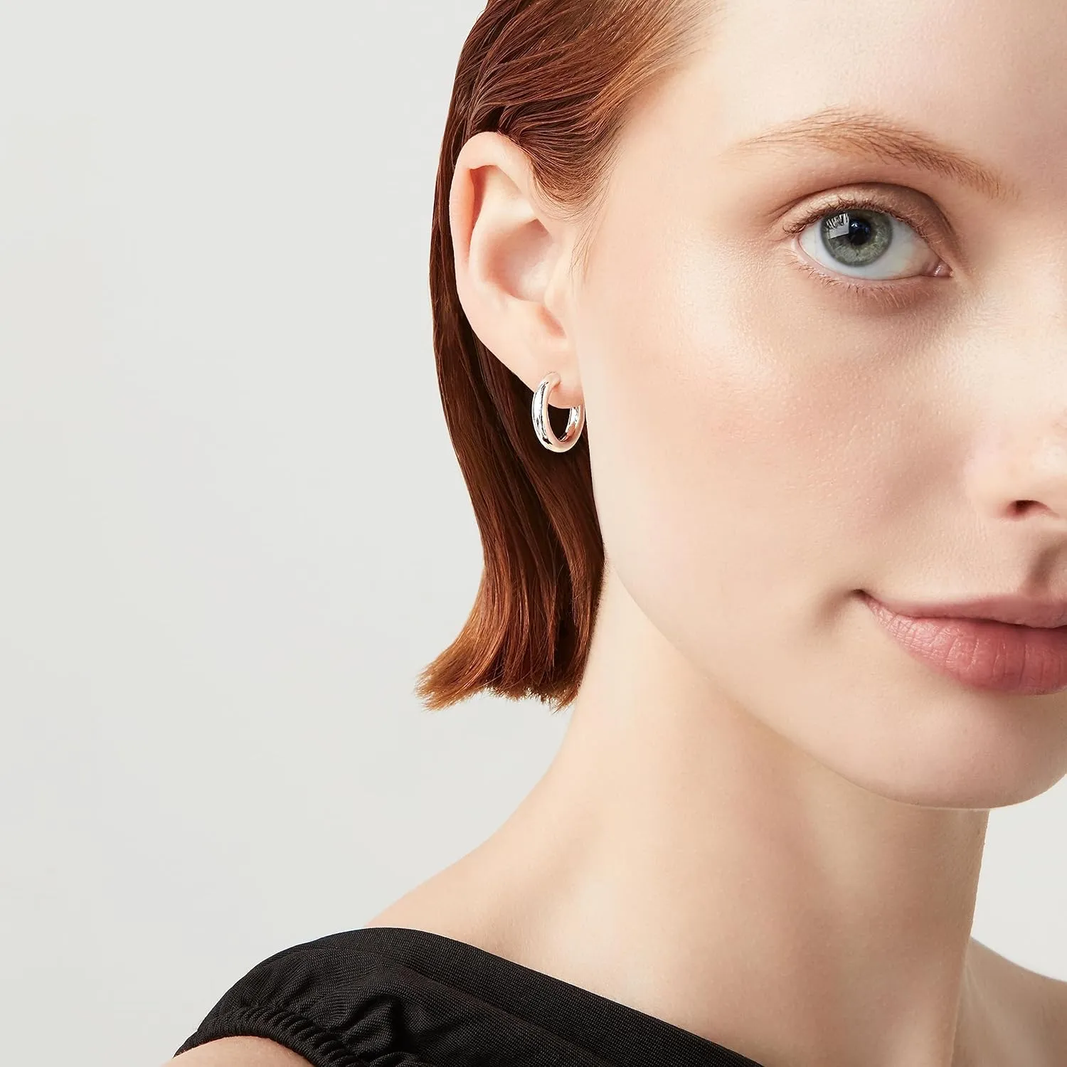 Miabella 925 Sterling Silver or 18K Gold Plated 3mm High Polished Lightweight Chunky Hoop Earrings for Women/Made in Italy