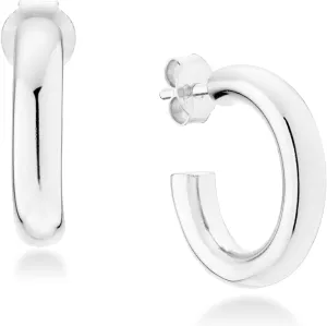 Miabella 925 Sterling Silver or 18K Gold Plated 3mm High Polished Lightweight Chunky Hoop Earrings for Women/Made in Italy