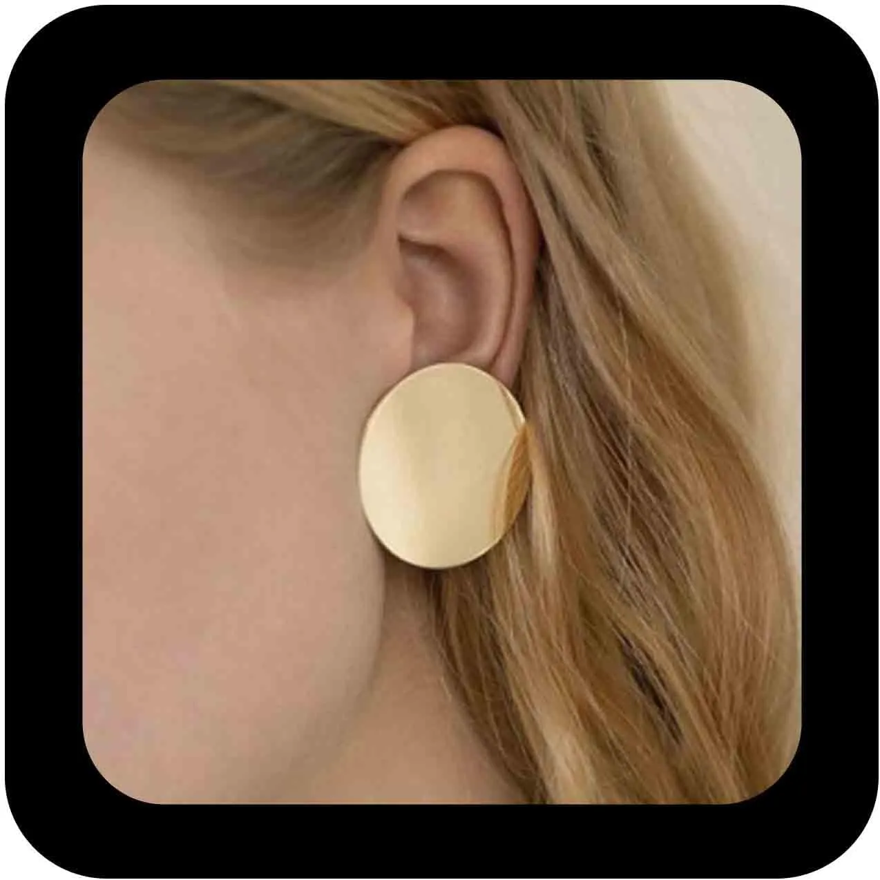 Minimalist Round Disc Earrings Polished Coin Disc Earrings Large Disc Geometric Stud Earrings Metal Gold Disc Earrings Jewelry for Women