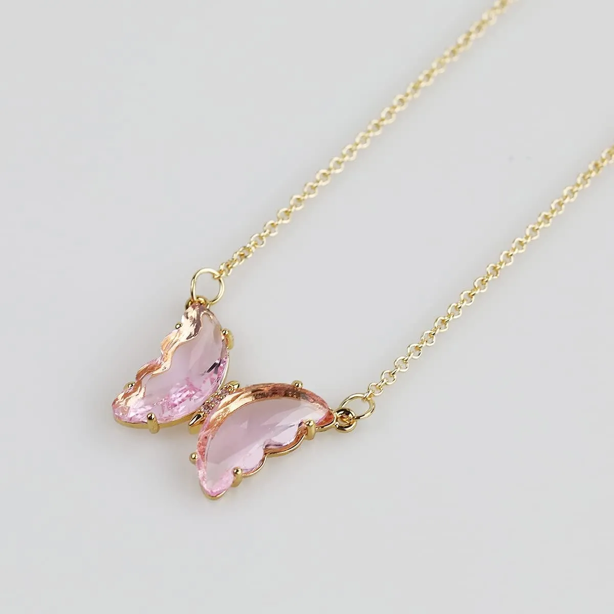 MISS RIGHT Butterfly Jewelry Birthstone Necklaces and Sterling Silver Stud Earrings for Women Trendy, Dainty Womens Preppy Aesthetic Crystal Jewelry
