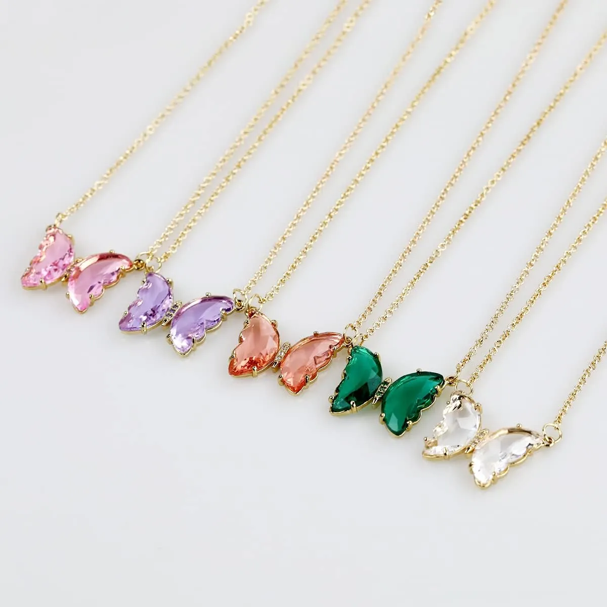 MISS RIGHT Butterfly Jewelry Birthstone Necklaces and Sterling Silver Stud Earrings for Women Trendy, Dainty Womens Preppy Aesthetic Crystal Jewelry