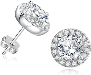 Moissanite Earrings for Women 1.2CTTW D Color VVS1 Round Cut Moissanite Stud Earrings S925 Sterling Silver 18K White Gold Plated Earrings for Wife Mom Birthday Party