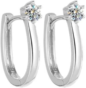 Moissanite Hoop Earrings for Women 1/2CT-2CT Round Cut Moissanite Earrings 925 Sterling Silver Hinged Huggie Hoop Earrings, D Color VVS1 Moissanite Jewelry Gifts for Women Wife Mom Girlfriend Her