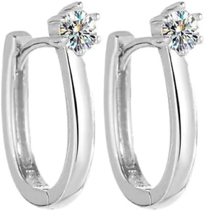 Moissanite Hoop Earrings for Women 1/2CT-2CT Round Cut Moissanite Earrings 925 Sterling Silver Hinged Huggie Hoop Earrings, D Color VVS1 Moissanite Jewelry Gifts for Women Wife Mom Girlfriend Her