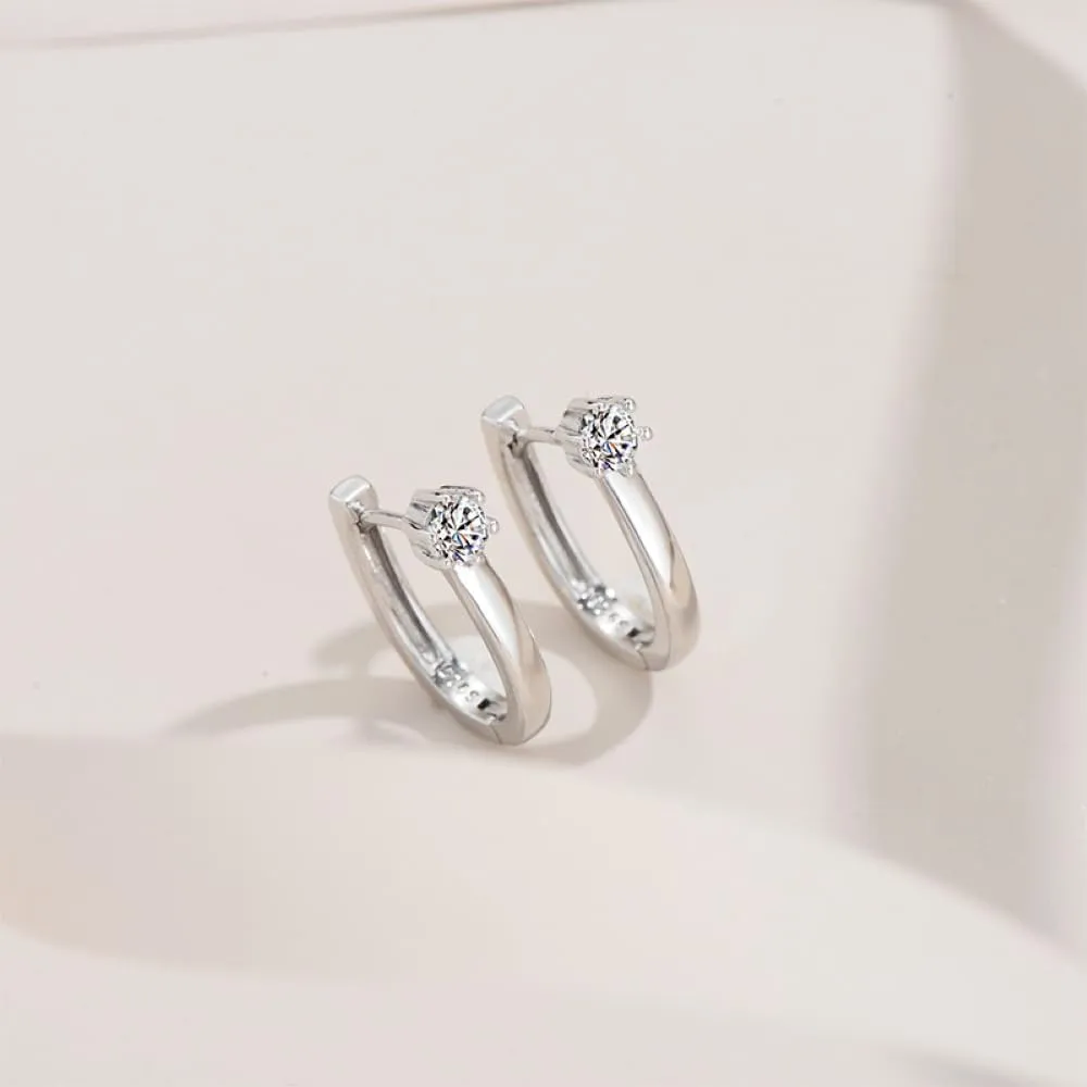Moissanite Hoop Earrings for Women 1/2CT-2CT Round Cut Moissanite Earrings 925 Sterling Silver Hinged Huggie Hoop Earrings, D Color VVS1 Moissanite Jewelry Gifts for Women Wife Mom Girlfriend Her