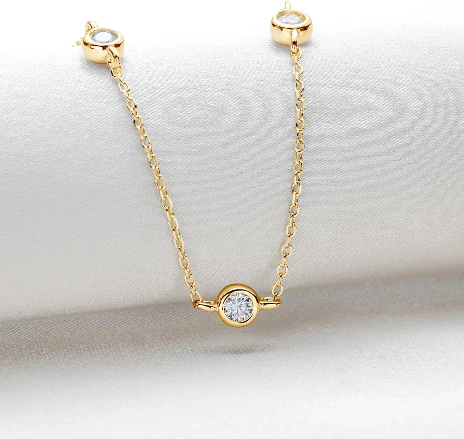 Moissanite Necklace for Women Sterling Silver, Station Tennis Choker Layering Bezel Set Chain, 2.5MM to 4MM Dainty Simple Adjustable 16 Inch to 18 Inch