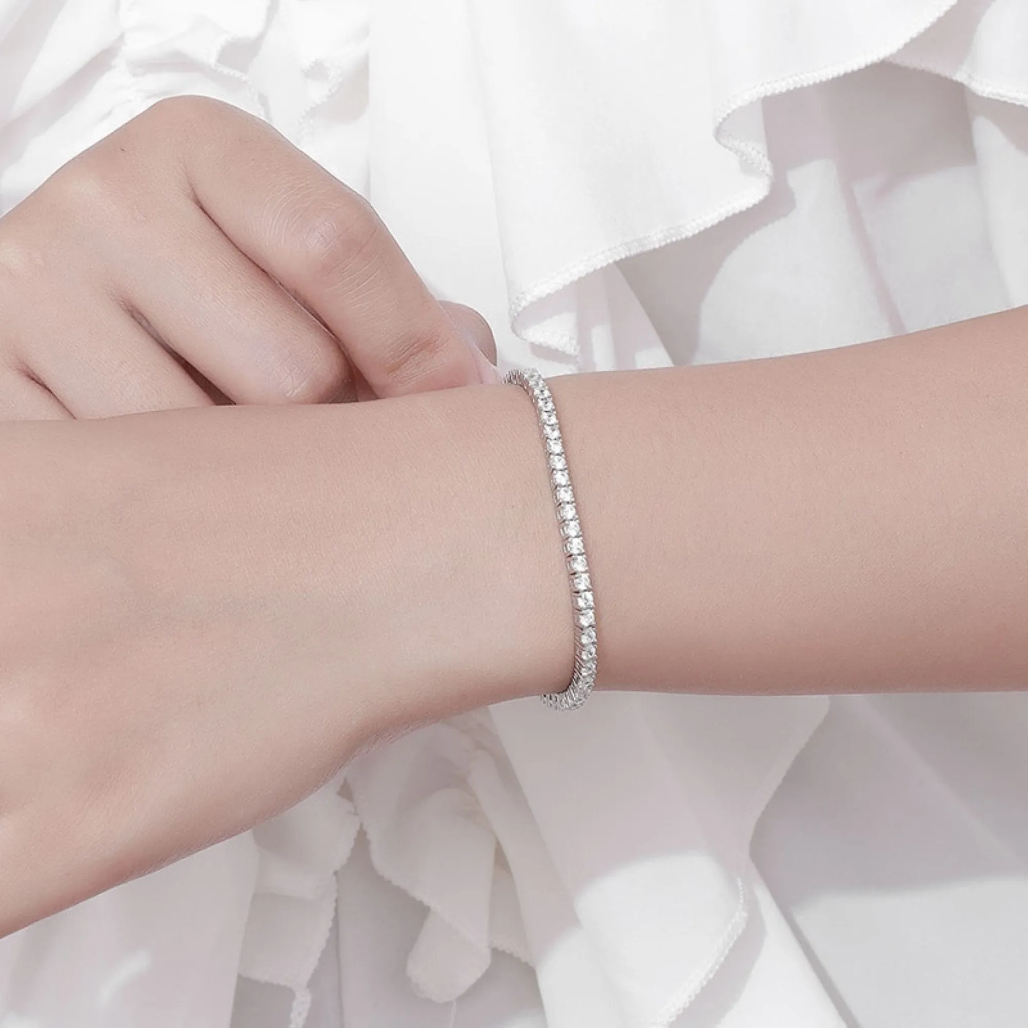 Moissanite Tennis Bracelet, Diamond Cut