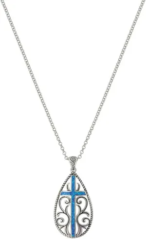 Montana Silversmiths Filigree Water Lights Cross Christian faith Western Inspired 19 Inch Necklace